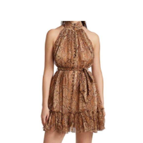 ZIMMERMANN Wild Botanica Smock Dress In Gold Python Size 6 - Picture 6 of 14